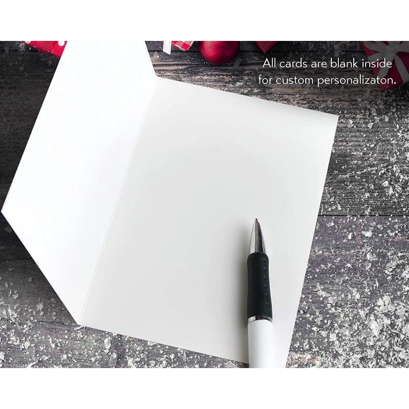 Sustainable Greetings 48-Pack Christmas Cards with Envelopes - 4 x 6 in, 6 Retro-Modern Designs in Red, Green, Purple & Brown - Blank Holiday Cards for Personalized Messages - Image 4